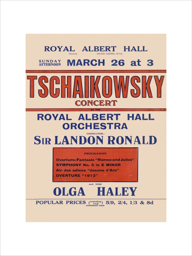 Handbill from Special Sunday Concerts (1921-1922 Season) - Tschaikowsky Concert by the Royal Albert Hall Orchestra and Miss Olga Haley, 26 March 1922 - Image 13