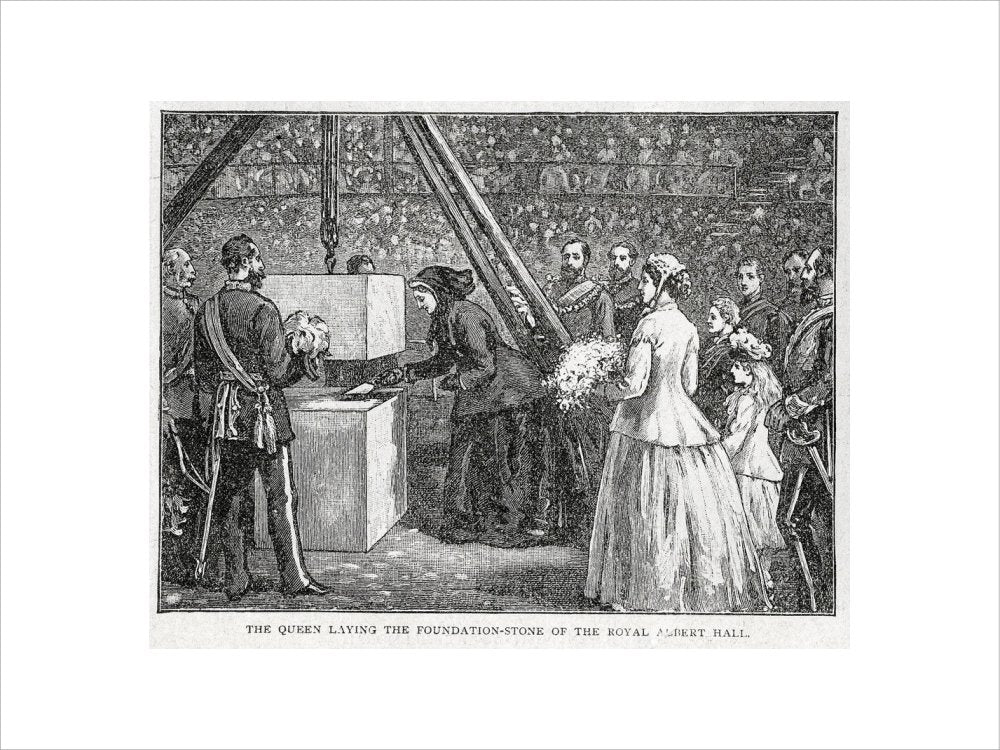 Close Up of Queen Victoria Laying the Hall's Foundation Stone Art Print - Image 3